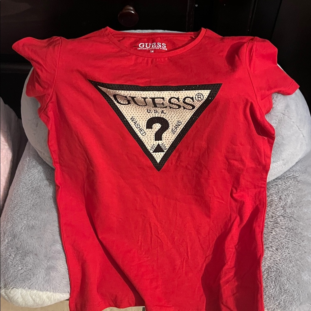 Guess Red Tee with Black and White Logo